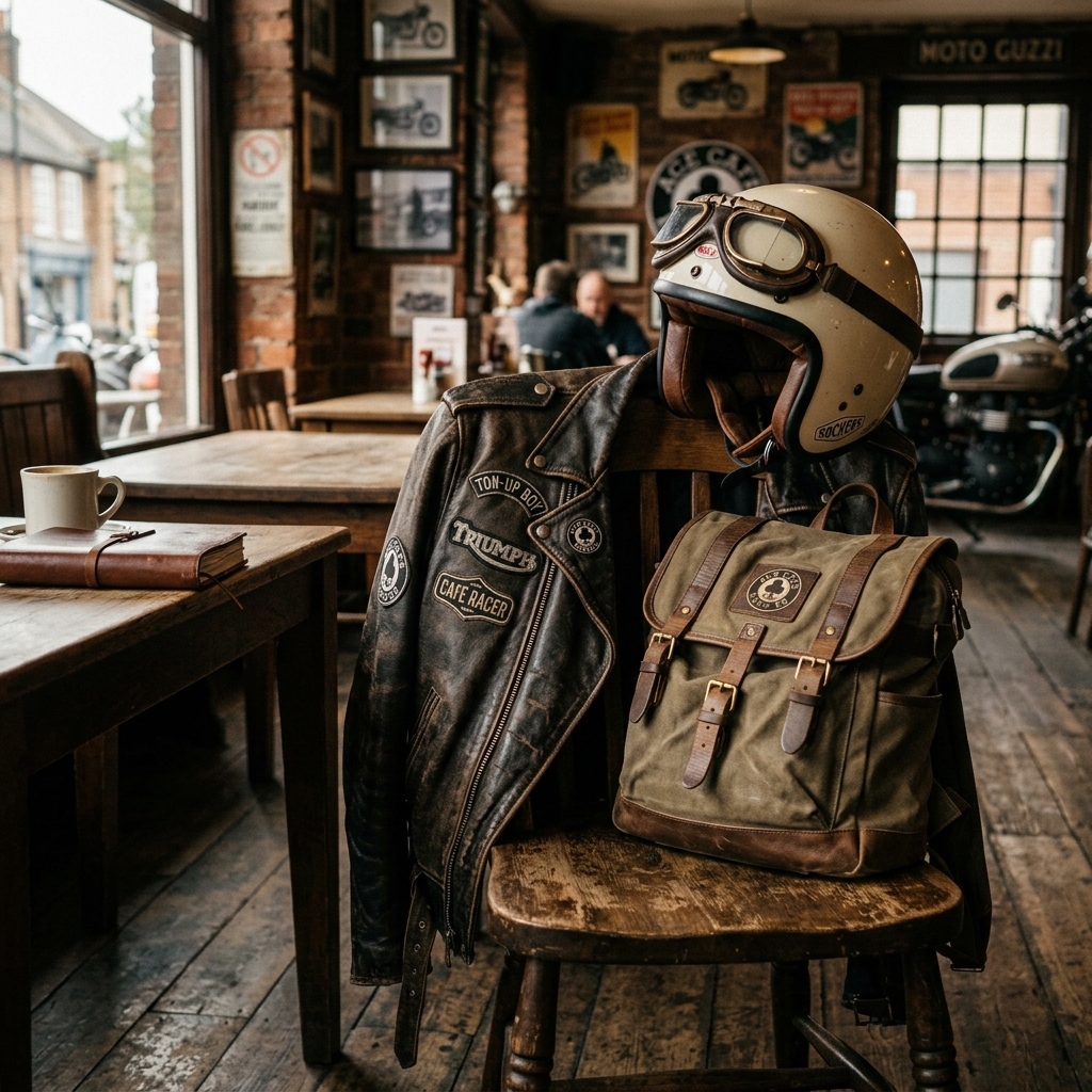 Cafe Racer Lifestyle Leather and Helmet